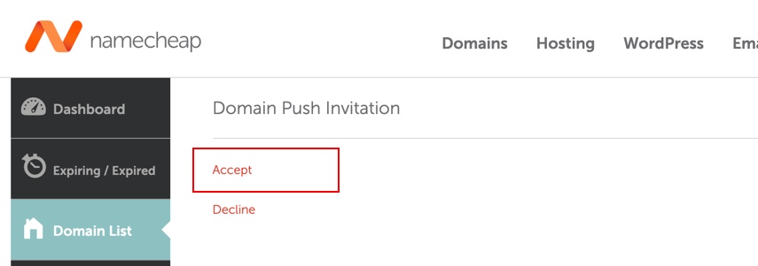 Namecheap - accept push