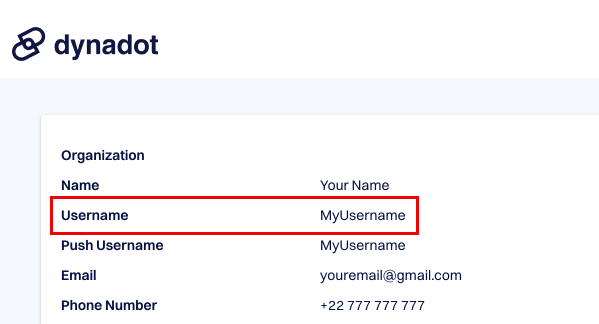 dynadot username location